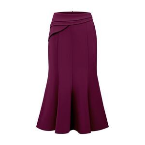 Midi Mermaid Skirt Work High Elastic Waisted Fishtails Skirts Purple